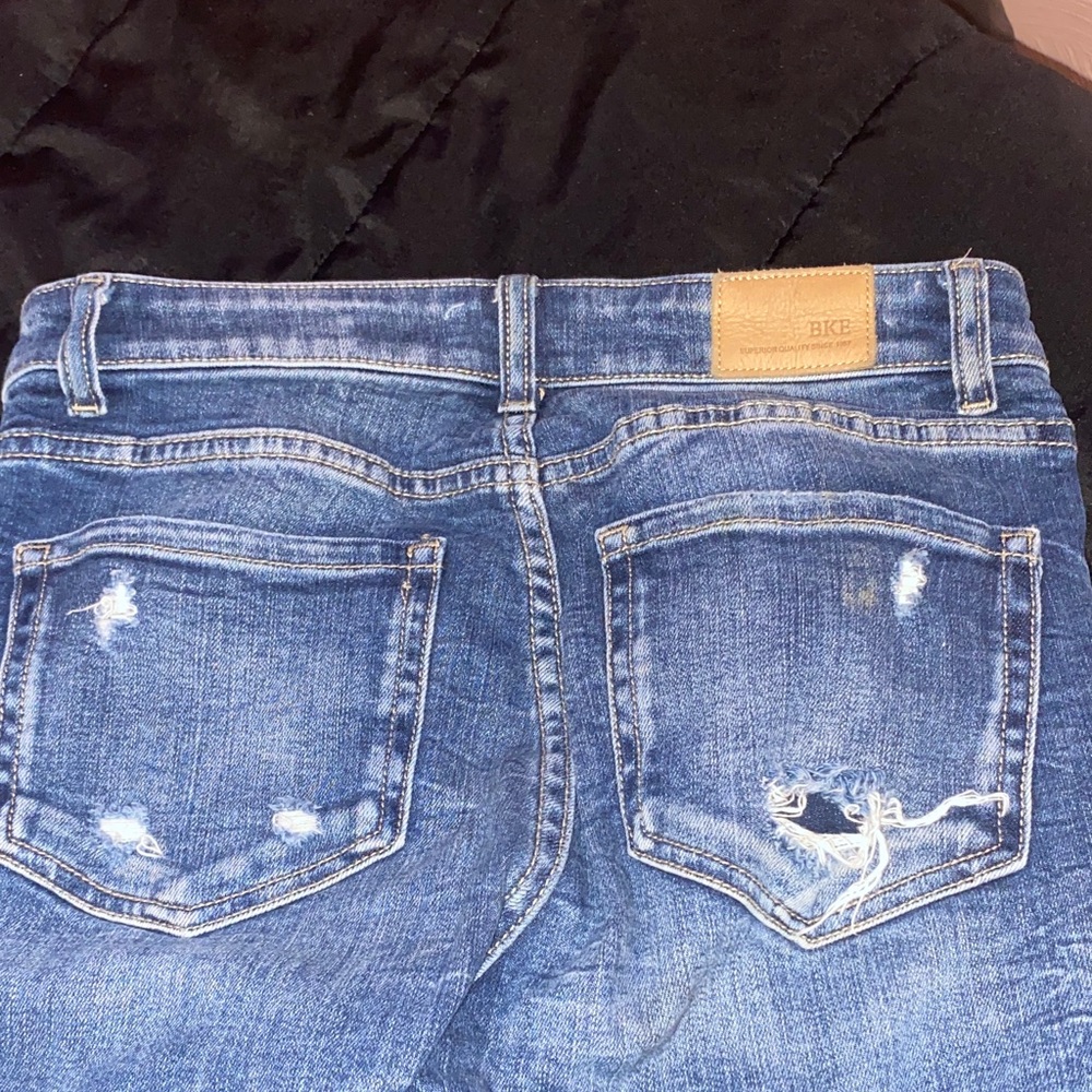 BKE Blue Distressed Flare Jeans